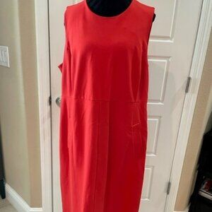 18W Land's End tomato red sleeveless sheath dress with pockets